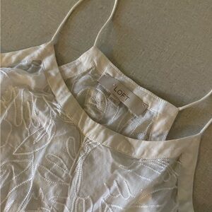 LOFT Ivory Embroidered Sleeveless Blouse